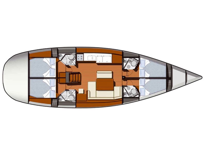 Vila I Sun Odyssey 49i vor Anker in Sukošan / D-Marin Dalmacija Marina
