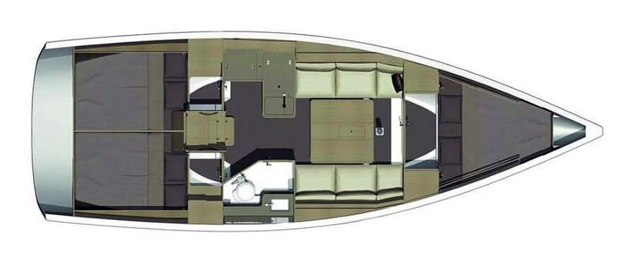 Georgia Dufour 350 Grand Large vor Anker in Rhodes New Marina