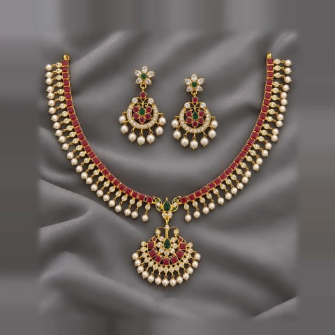 necklace-ruby-pearl-earrings-set