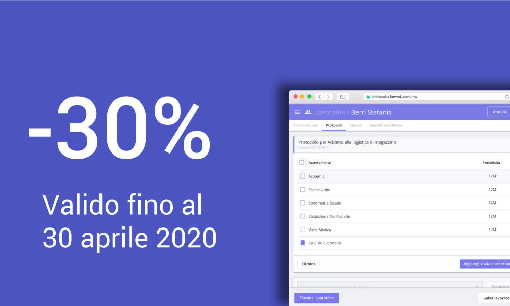 Medwork: per i nuovi clienti sconto del 30% sulla prima annualità, valido fino al 30 aprile 2020