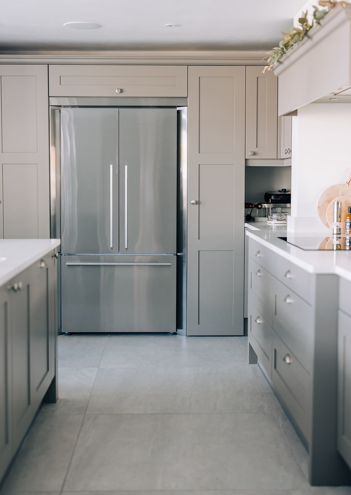 Light grey Stoneham cabinetry in a Kitchen near Arundel