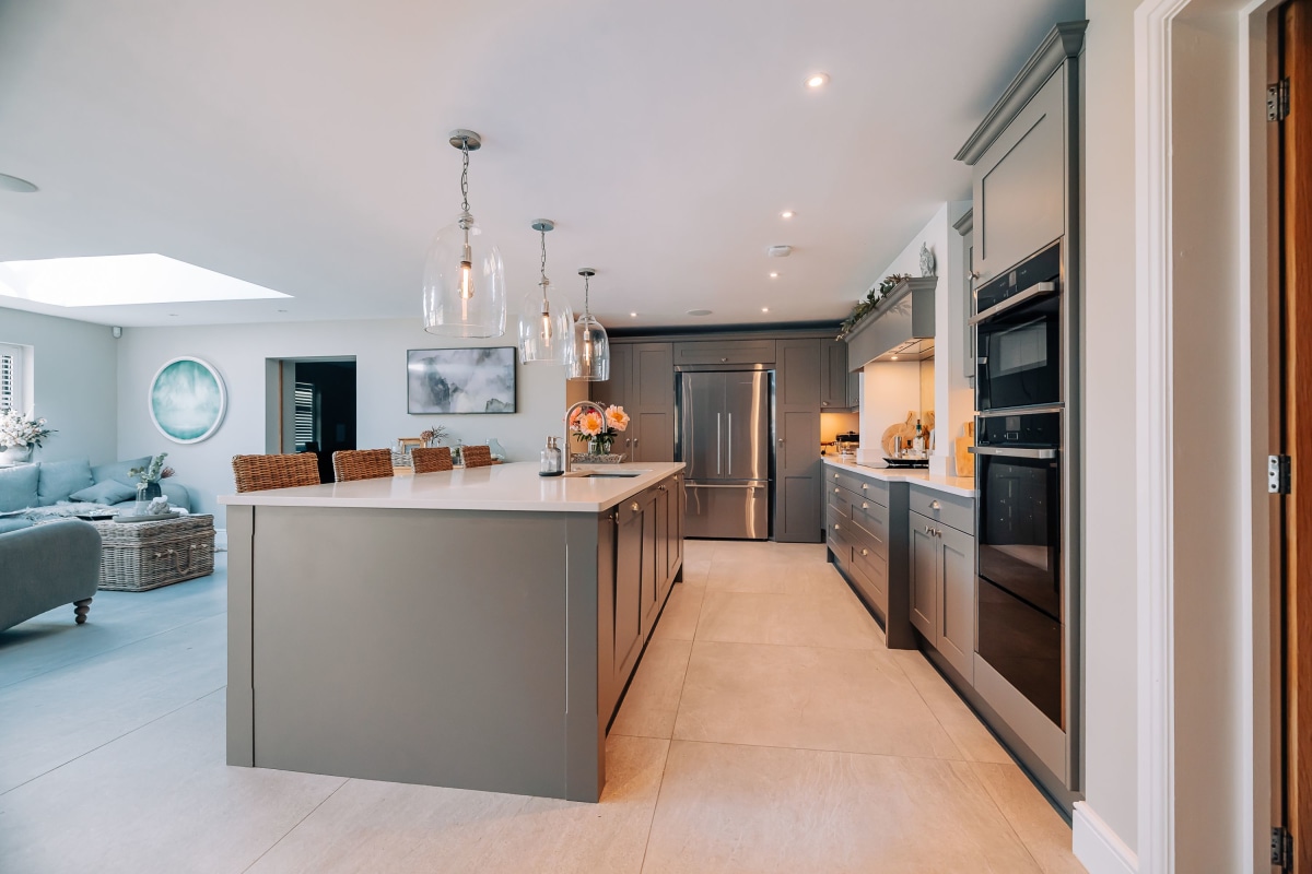 A light grey shaker kitchen