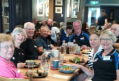 South Coast and Canberra ramblers at lunch in Bungendore Woodworks Cafe
