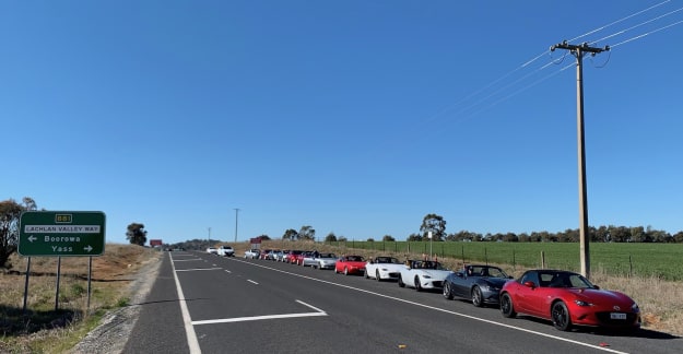 Thirteen MX-5s and one Renault