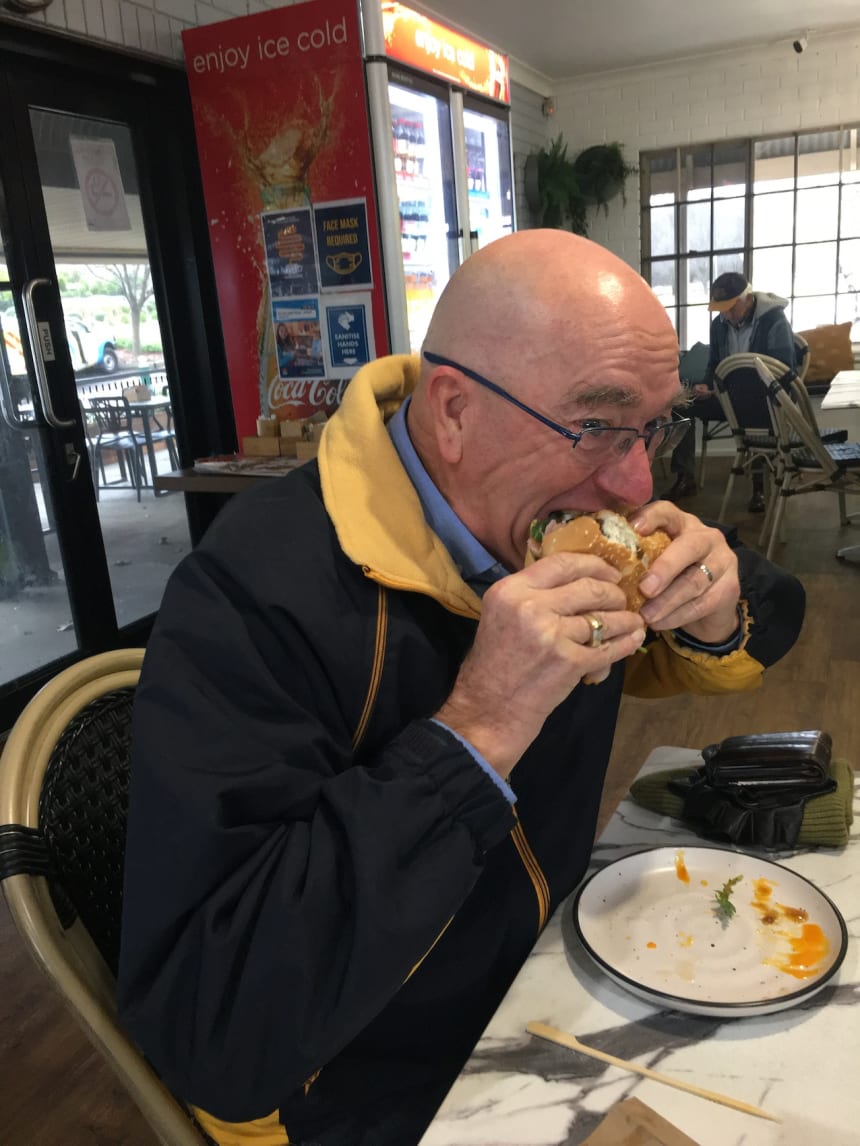 Rod enjoys his brekky