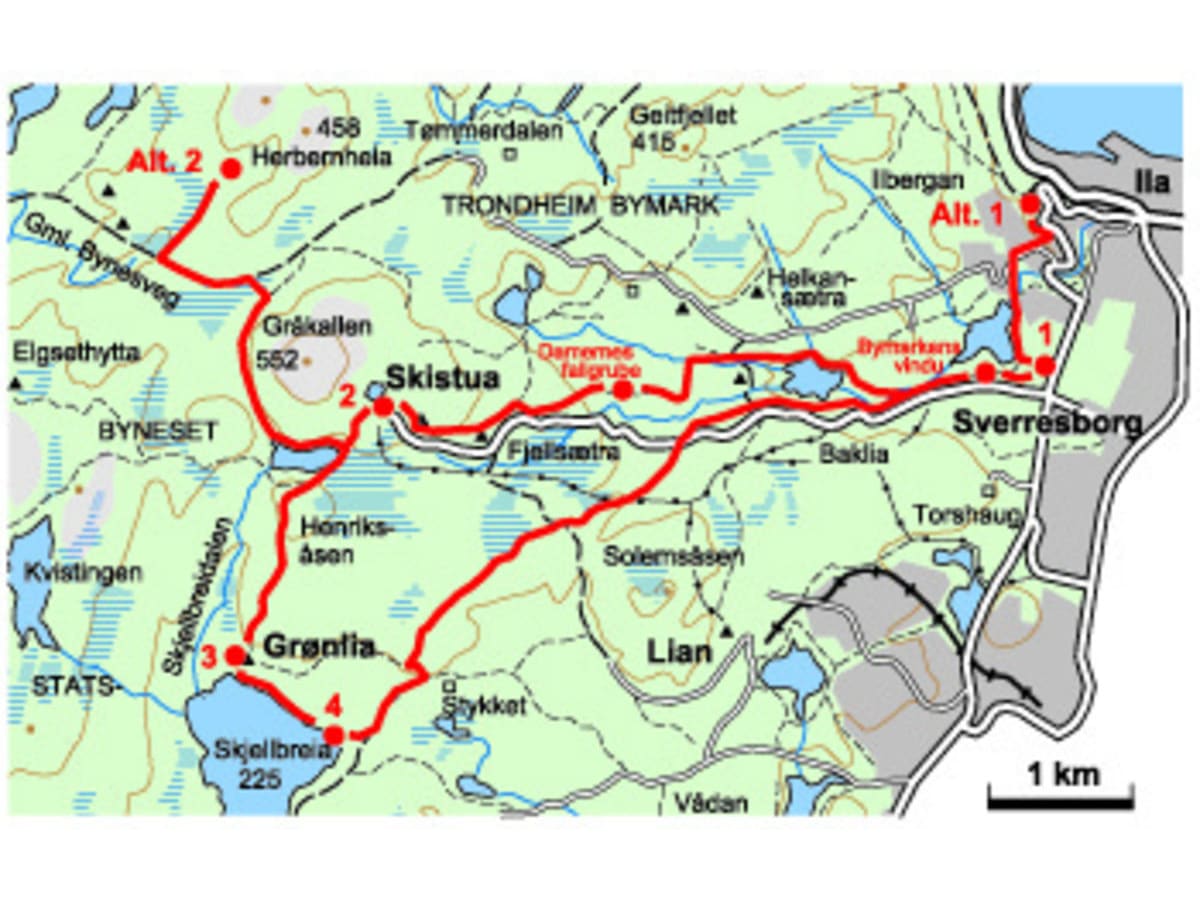 vandring mellom minnesmerker i bymarka