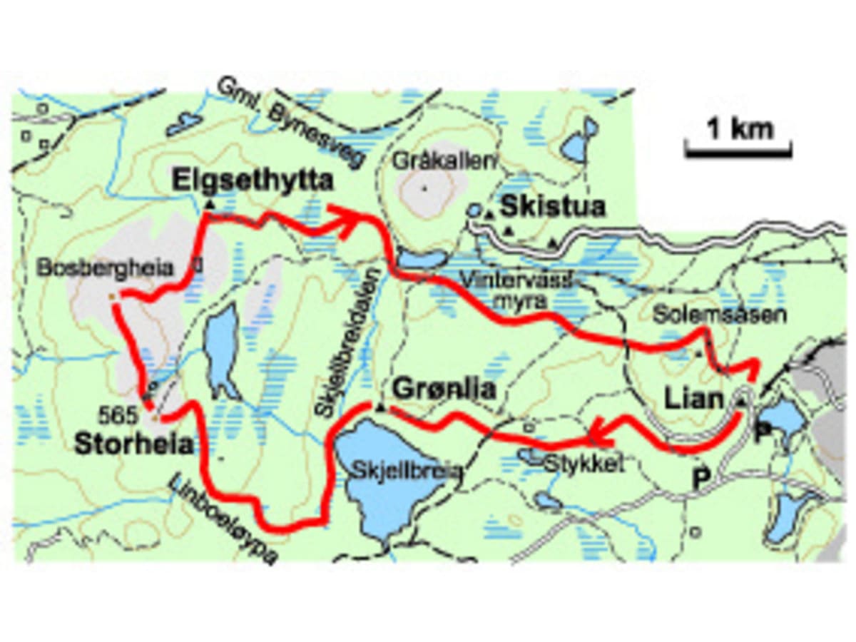 pa ski over heiene om gronlia og elgsethytta 17 km