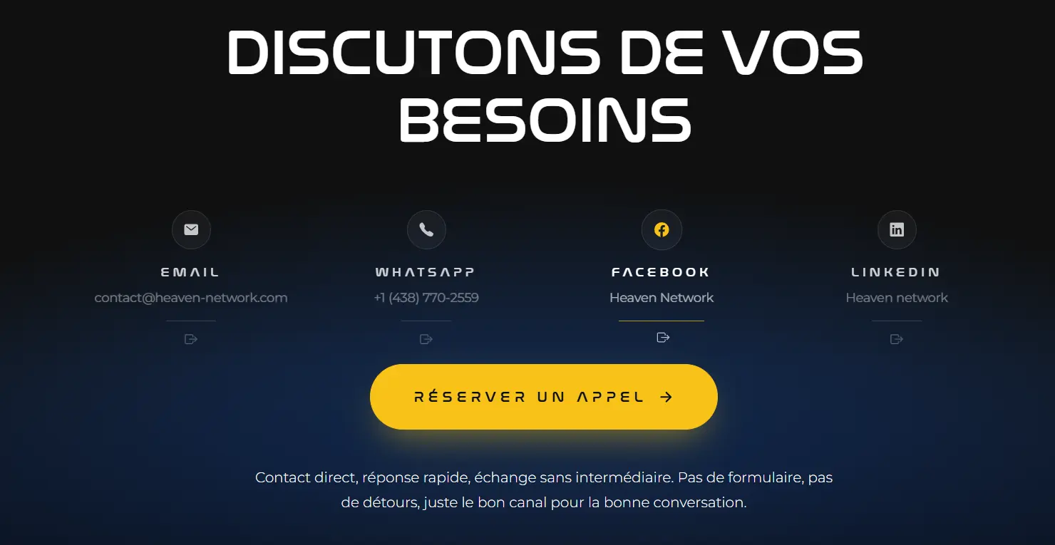 section contact du site heaven network