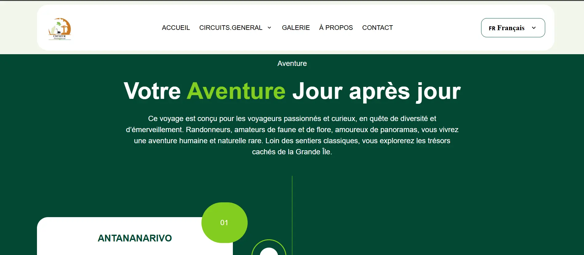 Présentation de l'itinéraire de voyage jour par jour
