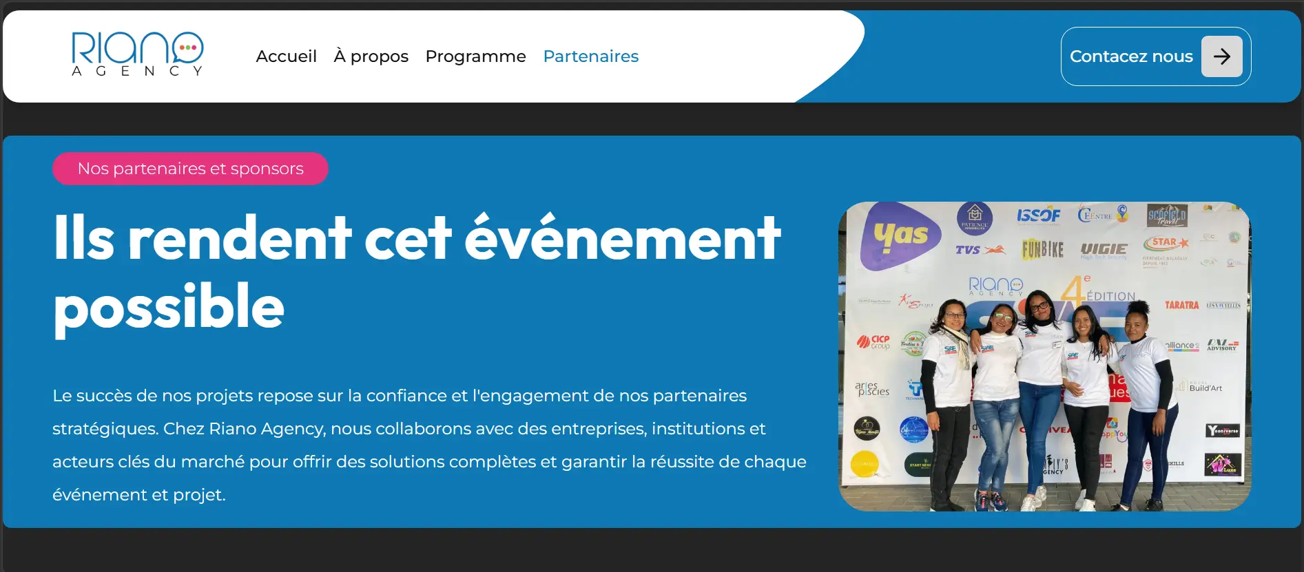 Partenaires et sponsors Riano Agency