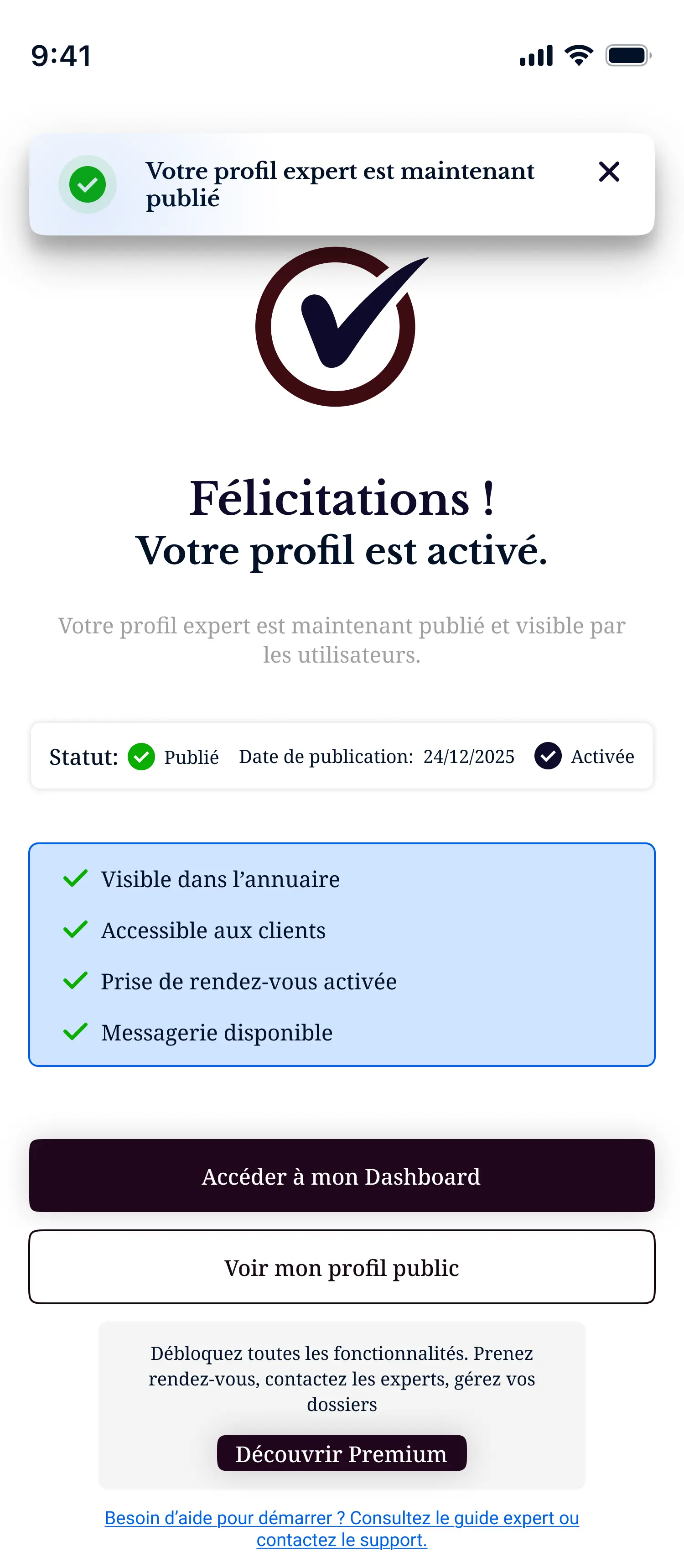 Écran d'accueil/bienvenue ProLinkApp : onboarding utilisateur — design UI/UX Cherry Tech & Design.