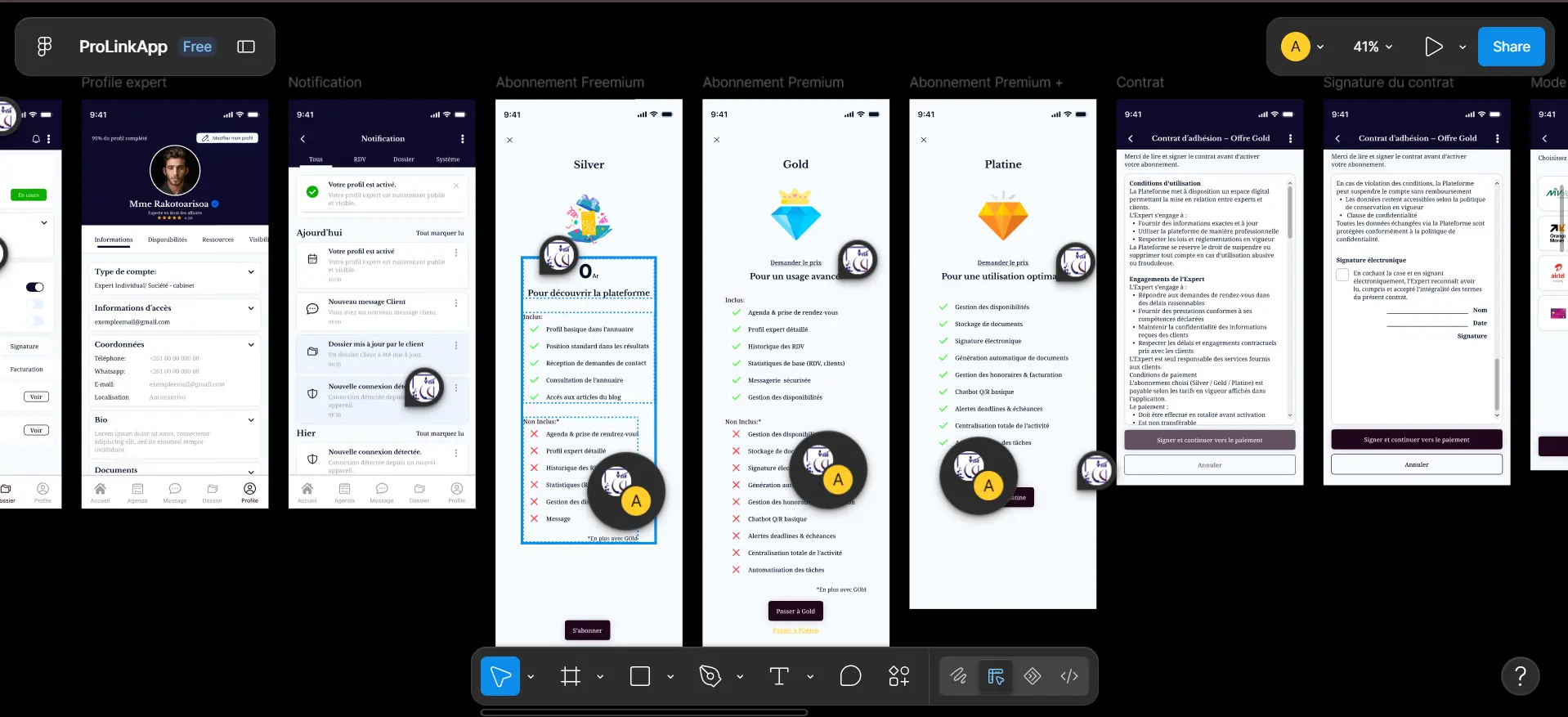 ProLinkApp — capture d'écran UI/UX par Cherry Tech & Design.