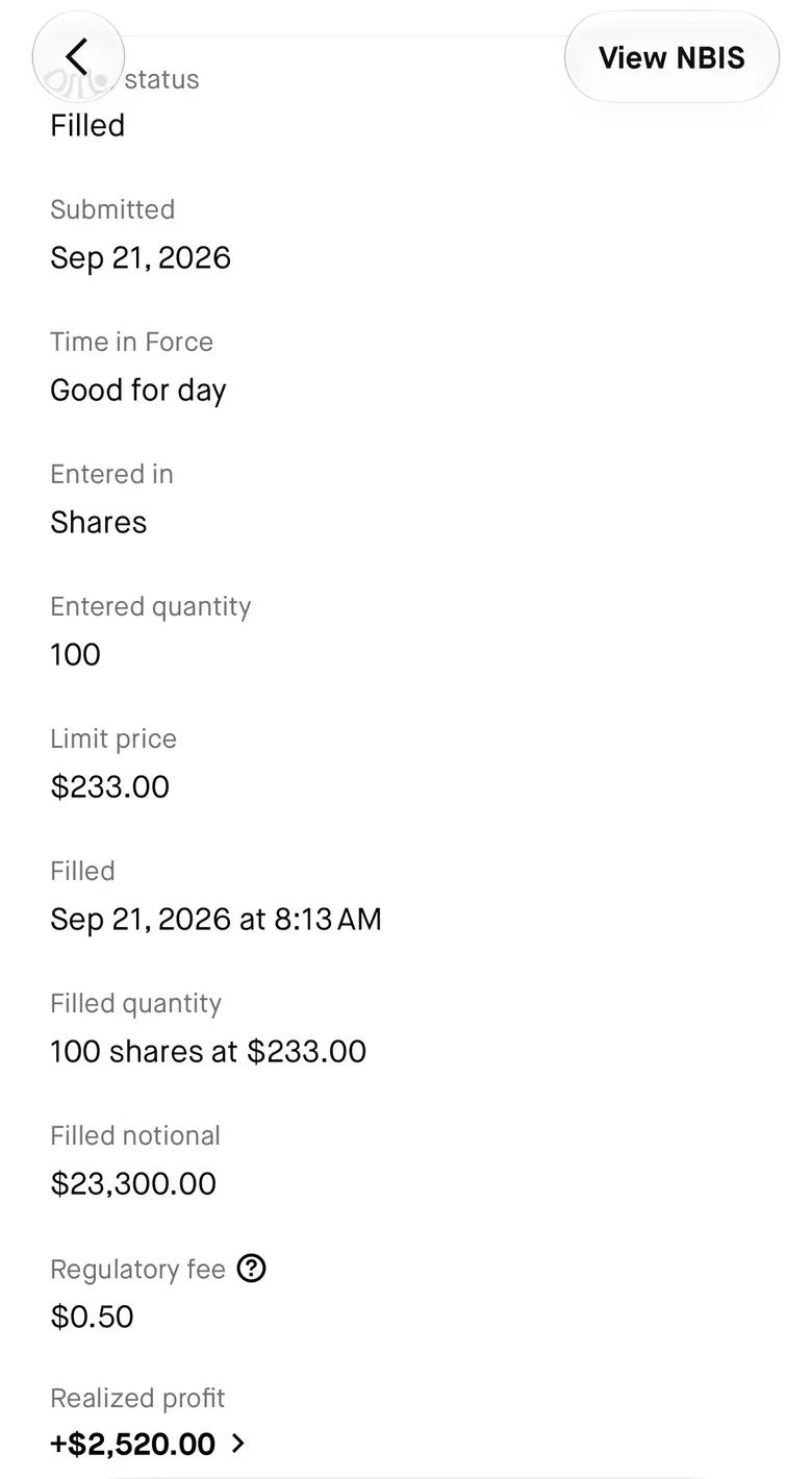 Screenshot attached to this trade