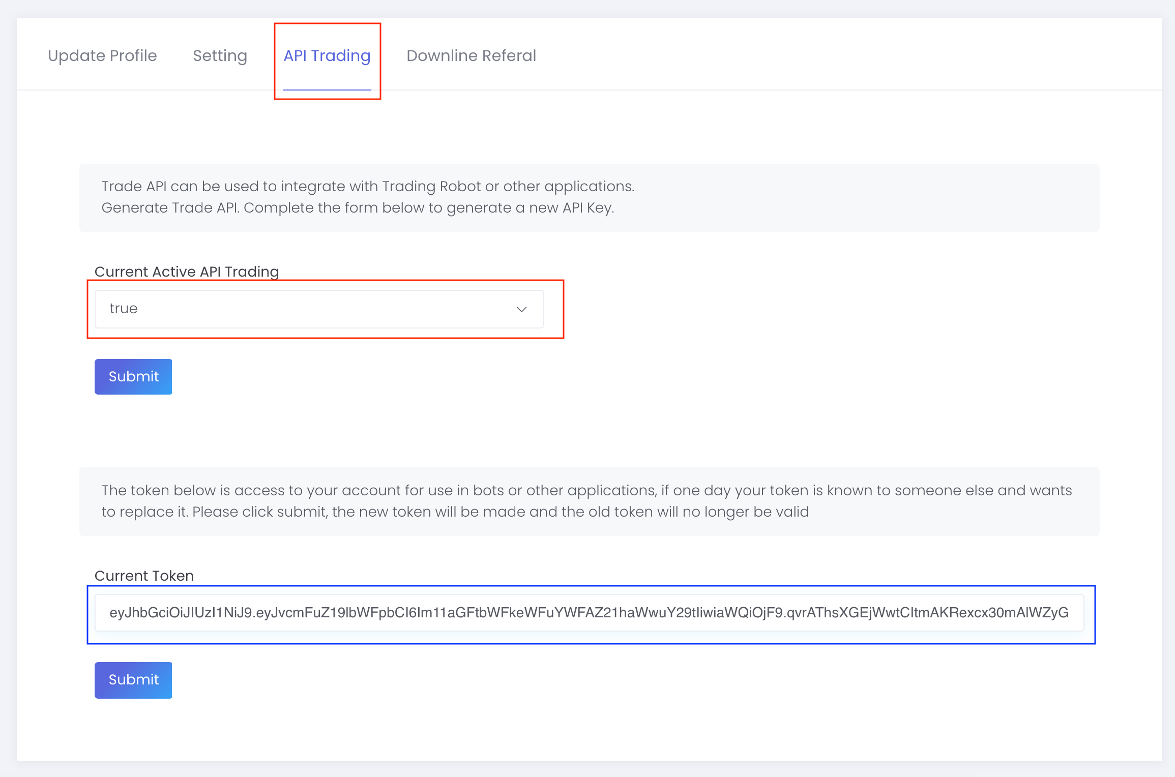 cara mengaktifkan API Trading di Nucex