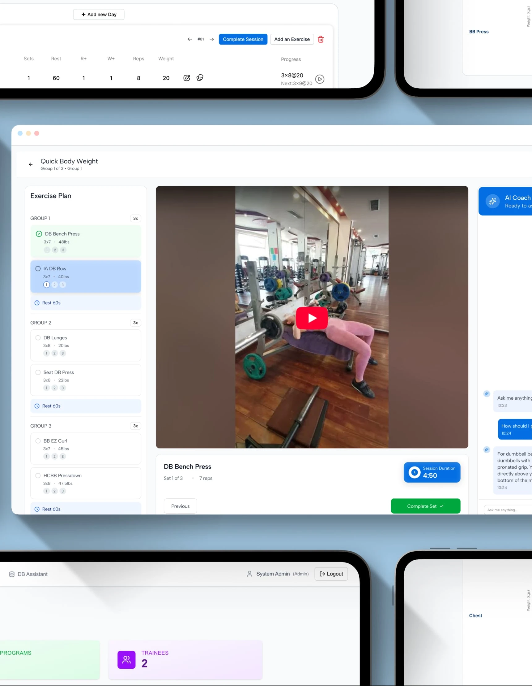AI Fitness Coach exercise plan with video demonstration
