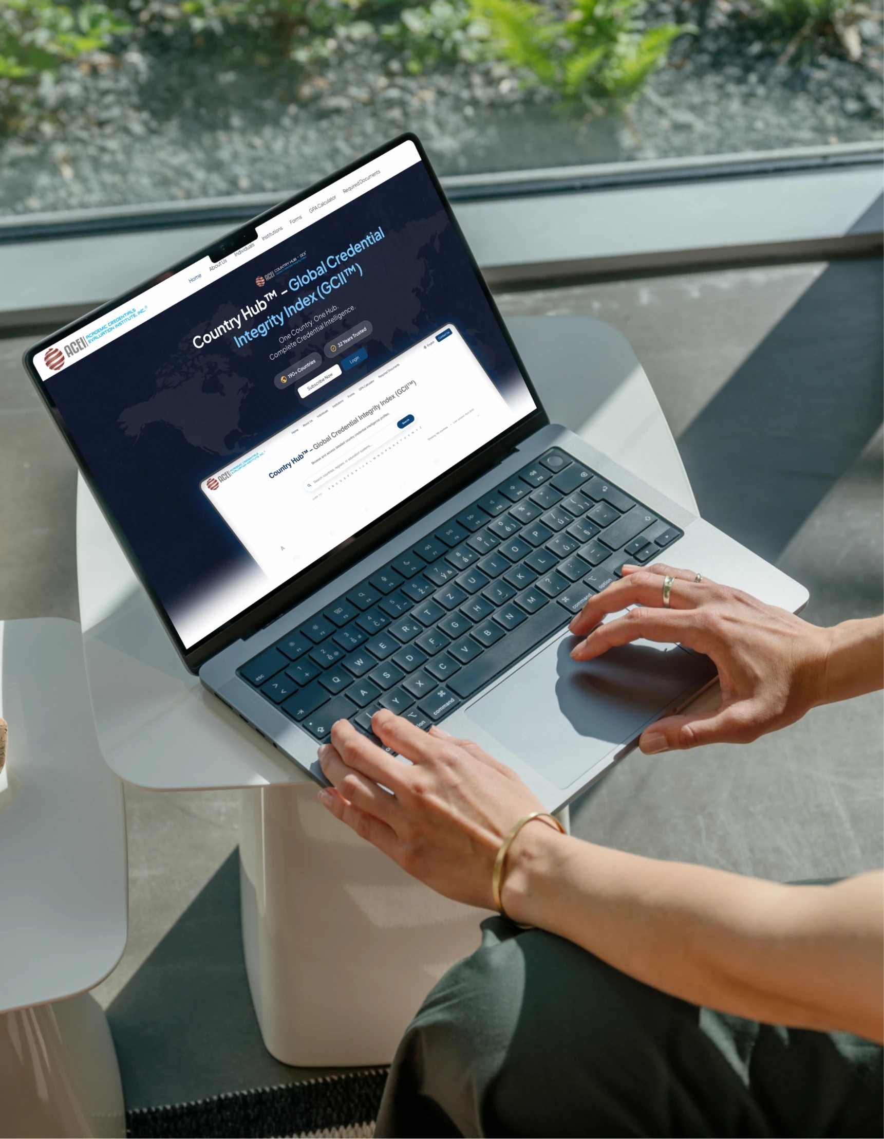 ACEI Country Hub on a laptop