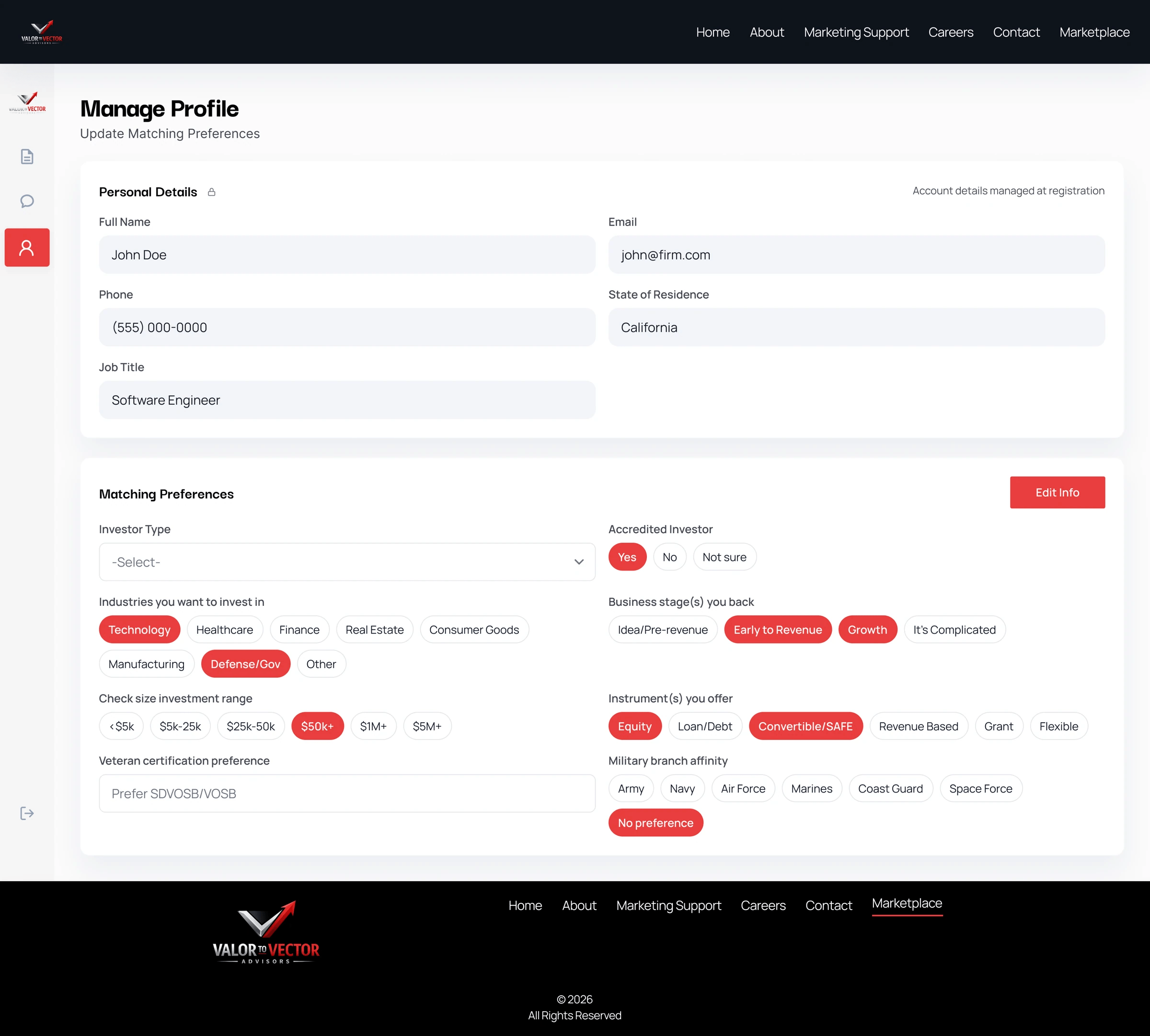Structured Profiles screens
