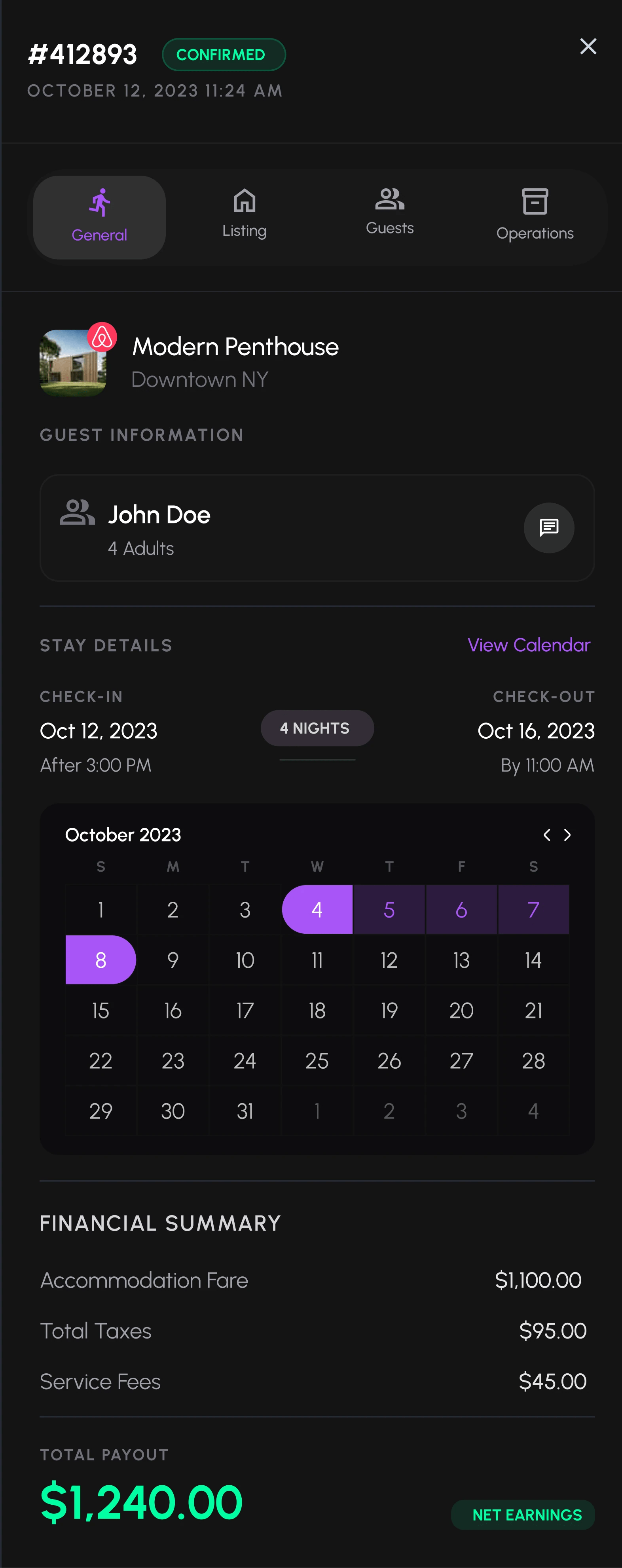 Airbot reservation details on mobile
