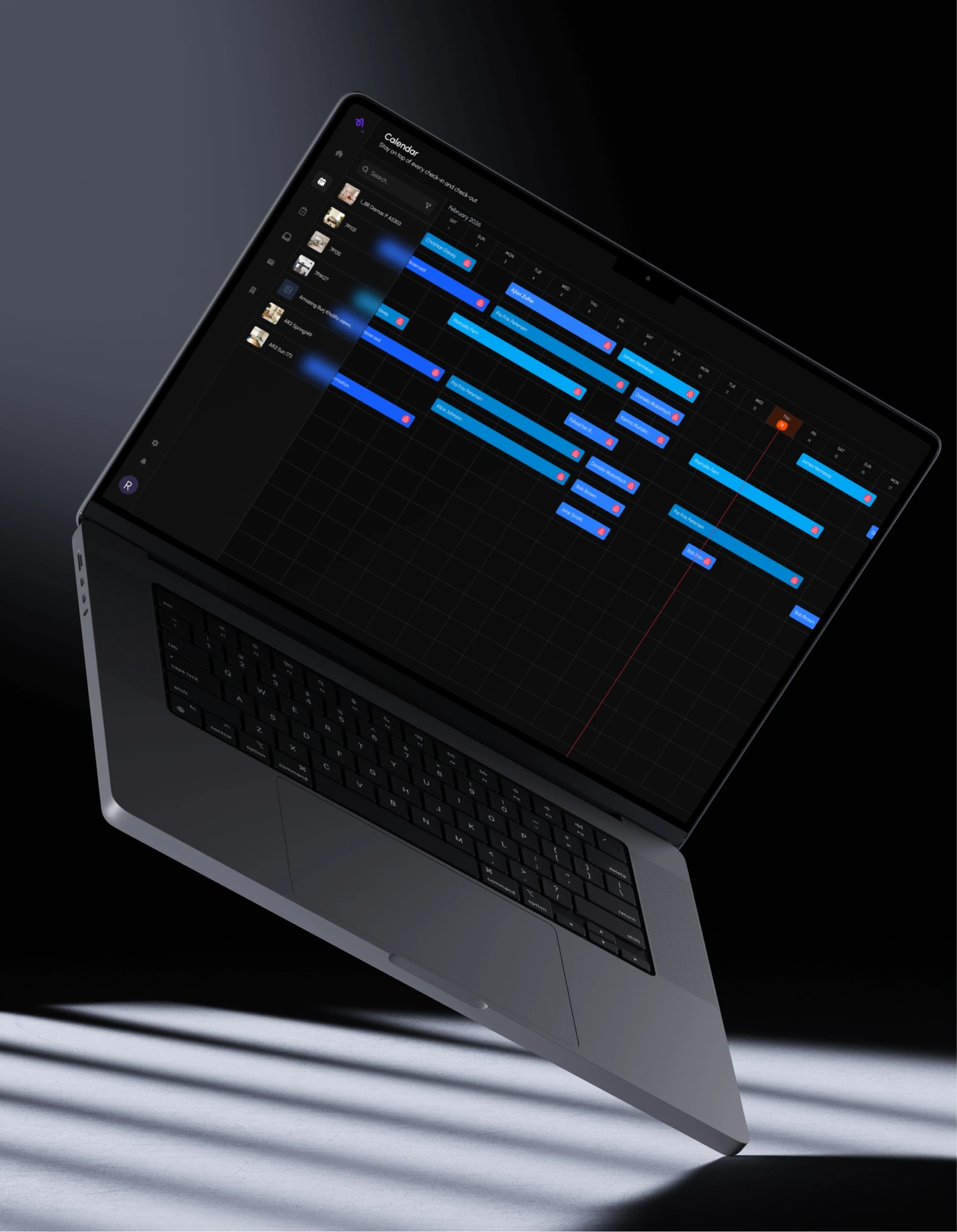 Airbot reservations calendar on a laptop