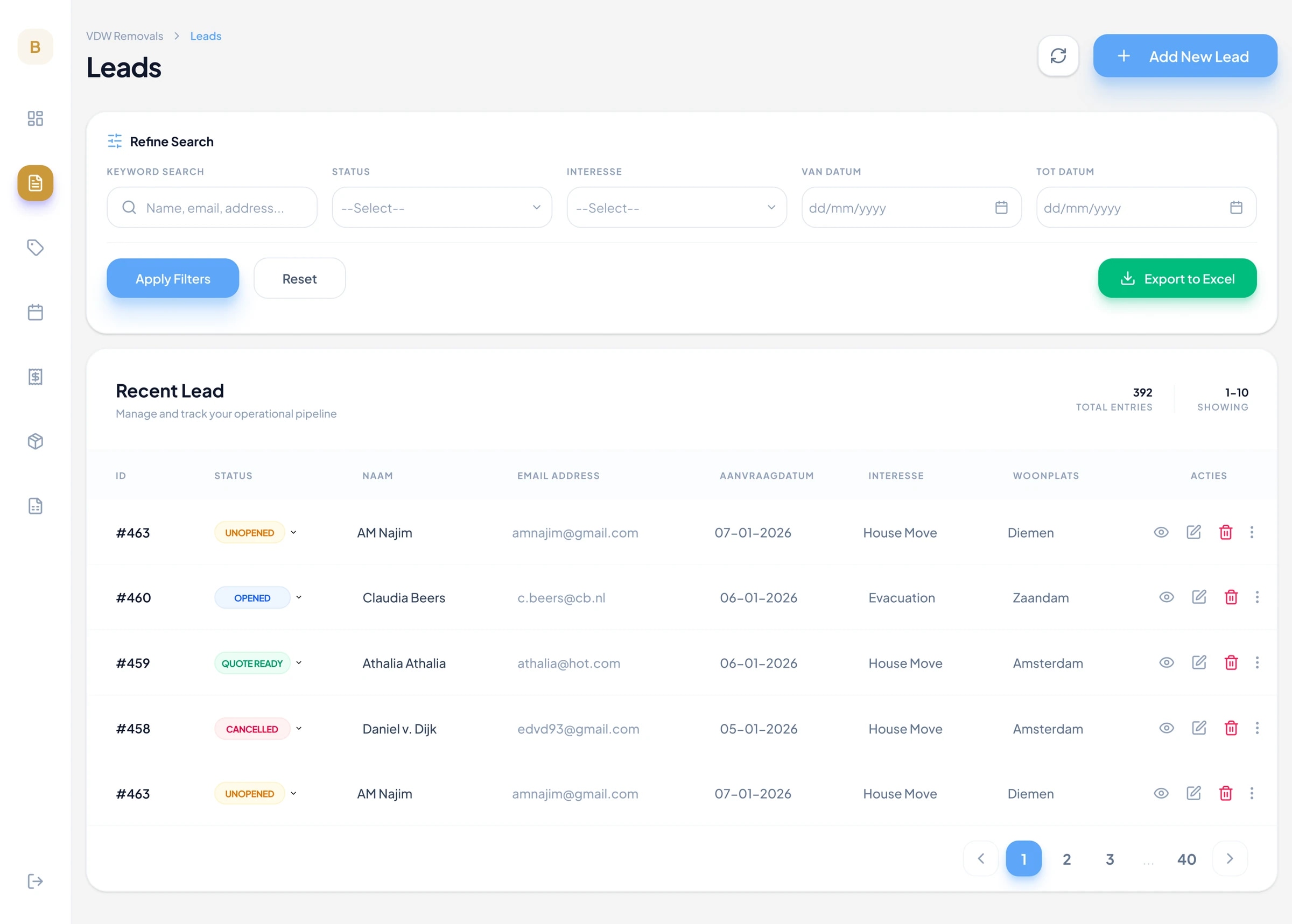 Leads & Offers screens