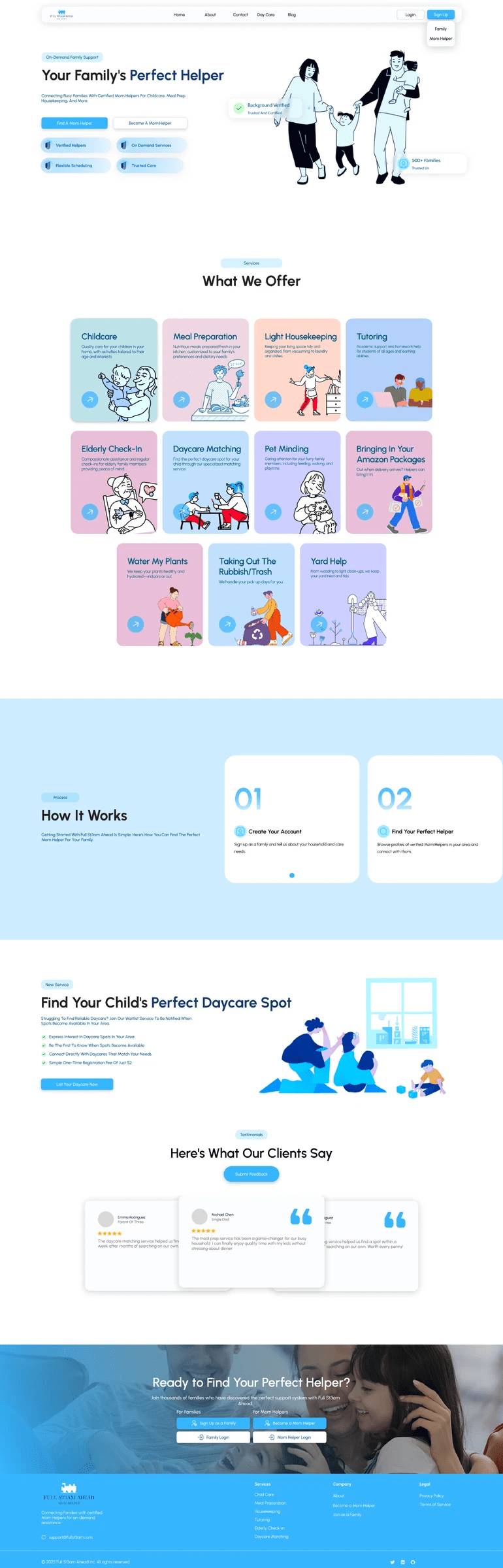 Find a Mom Helper screens