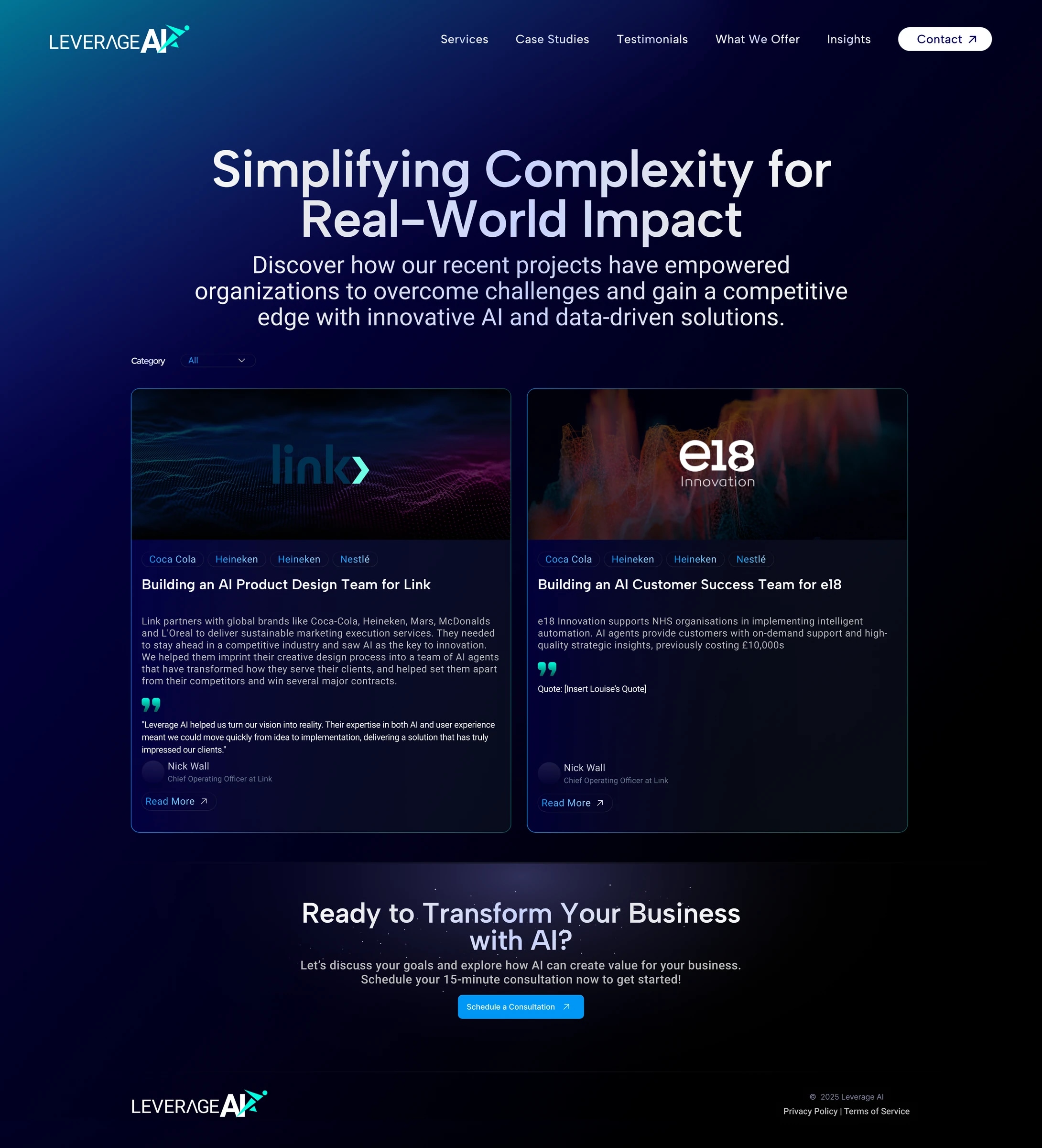 Real Case Studies screens