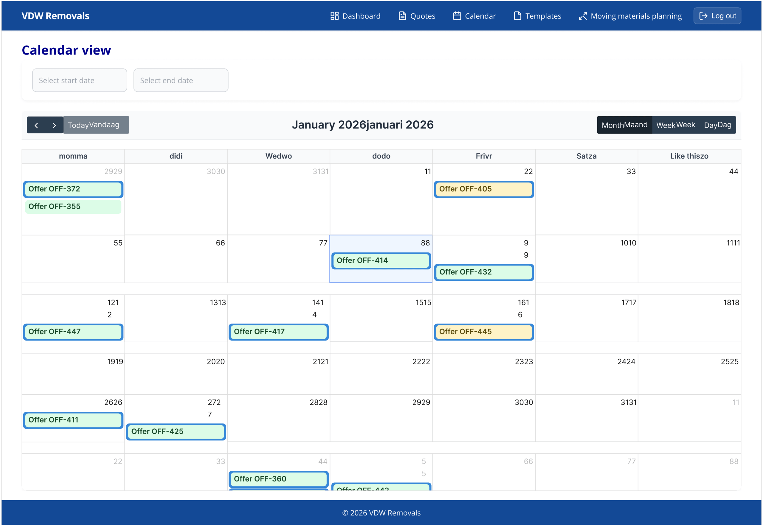 Move Scheduling screens