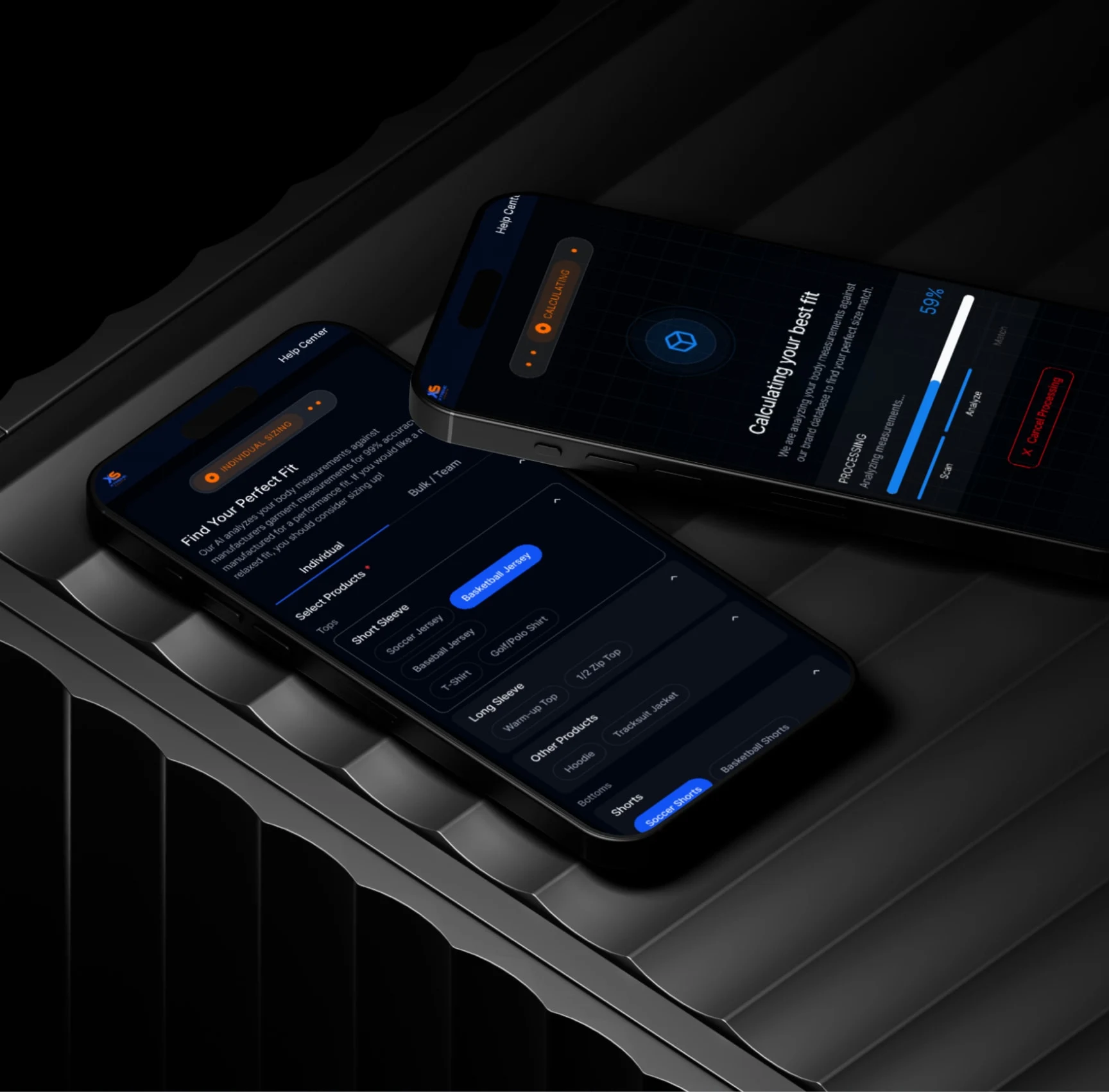 XS Uniform sizing flow on two phones