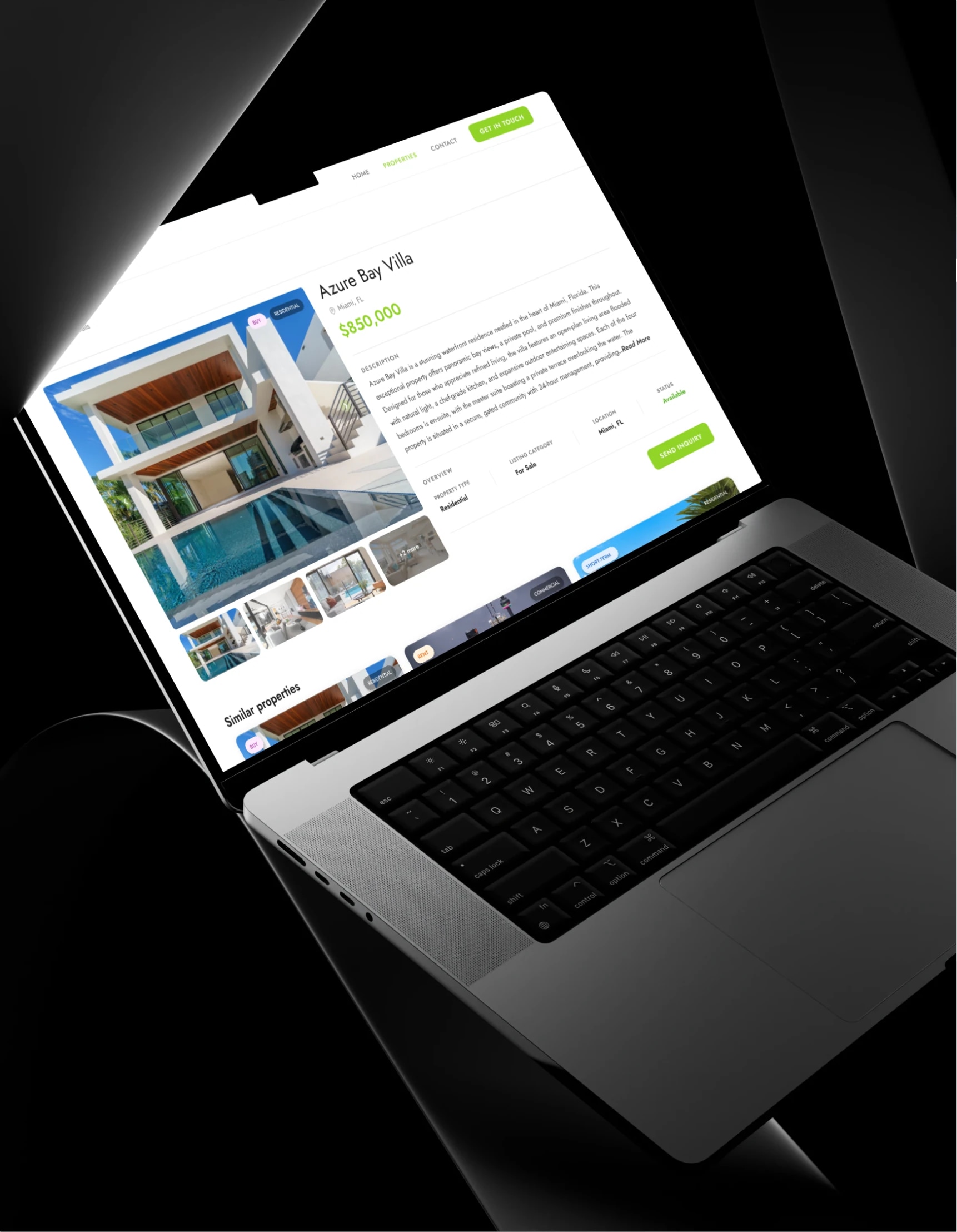 ZRM property page on a laptop