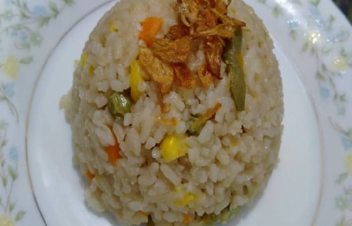 Resep  Nasi Telur Vegetabel Mix Rice Cooker Dengan Bahan Sederhana