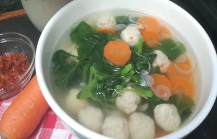 Resep Bening Bayam Bakso Favorit Bunda