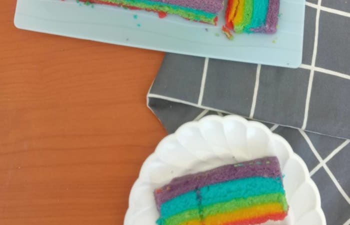 Resep Rainbow Cake Kukus (1 Butir Telur) Rasanya Maknyus