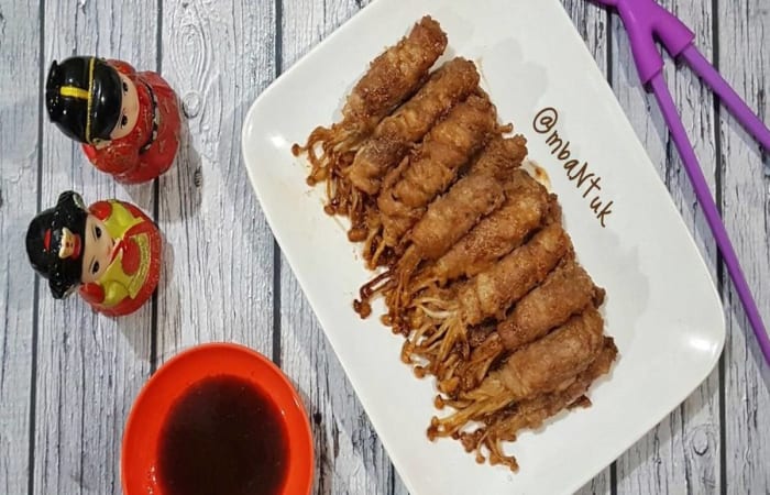 Resep Beef Enoki Saus Bulgogi (3 Bahan Saja) Dengan Bahan Sederhana