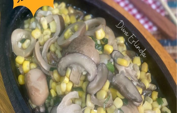 Resep Hotplate Jagung Jejamuran (jamur Shitake &amp Merang) Mudah dan Praktis Dihidangkan