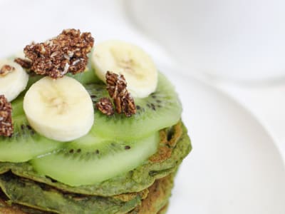 Matcha & banana pancakes 