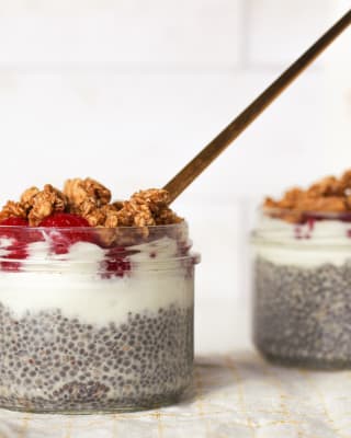 Chia pudding façon "peanut butter & jam"