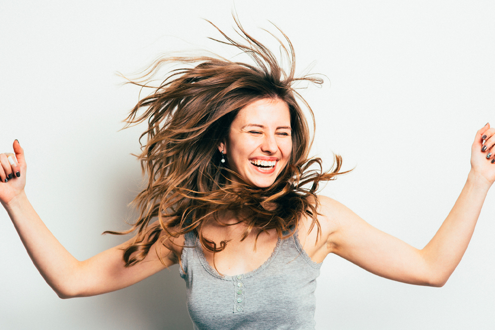 Happy woman working out