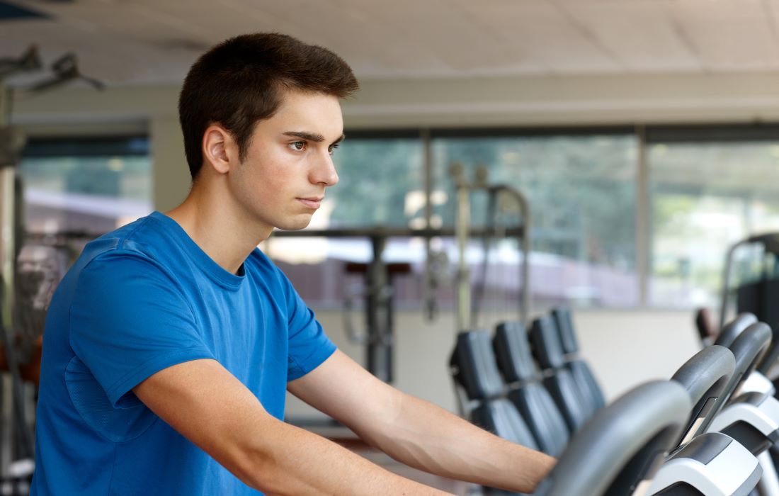 young man on a treadmill