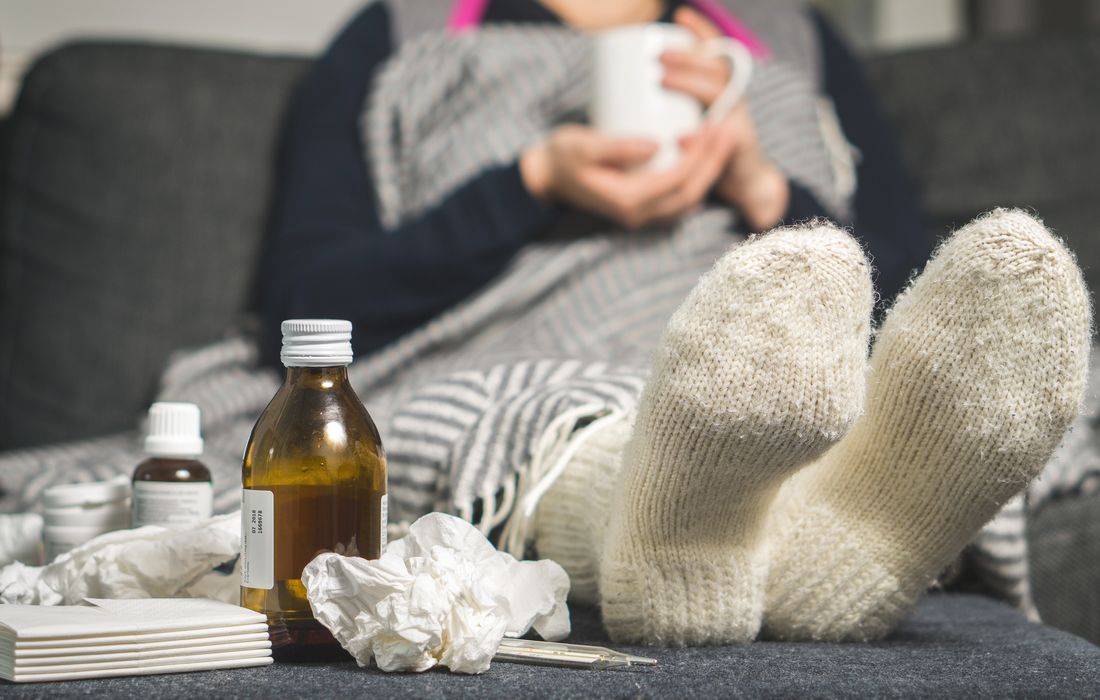 tissues and cough medicine