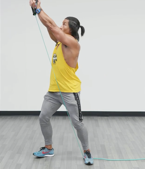 woodchop abs exercise with a band