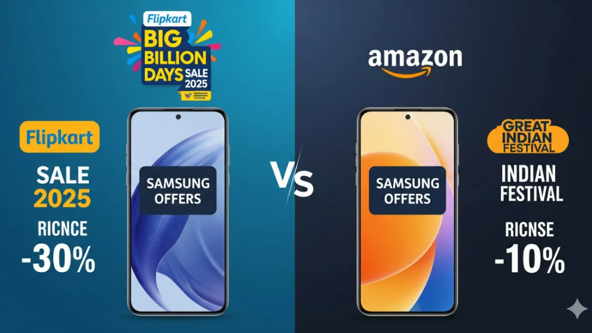Samsung Offers in Flipkart BBD Sale 2025: Flipkart vs Amazon Price Comparison