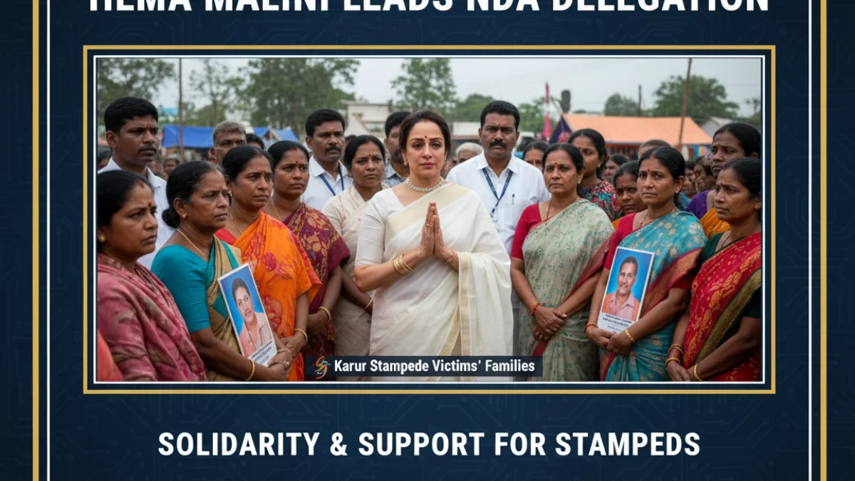 Hema Malini Leads NDA Delegation to Karur for Stampede Victims' Families