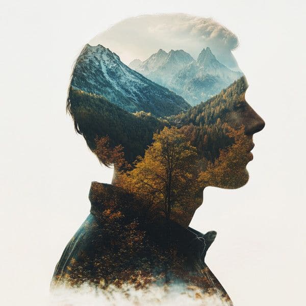 Inner Wilderness Digital Double Exposure Portrait Download Printable Poster High quality JPEG Instant Download