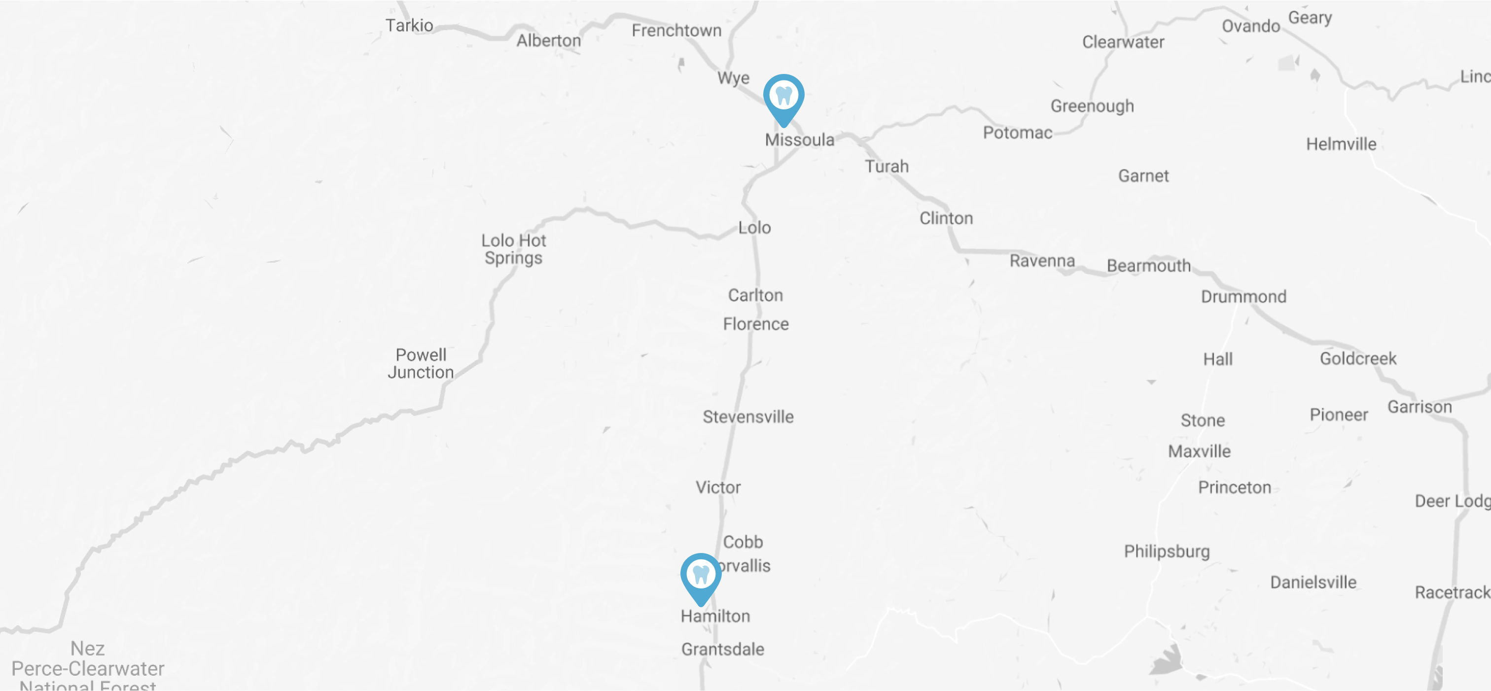 Contact page splash with markers