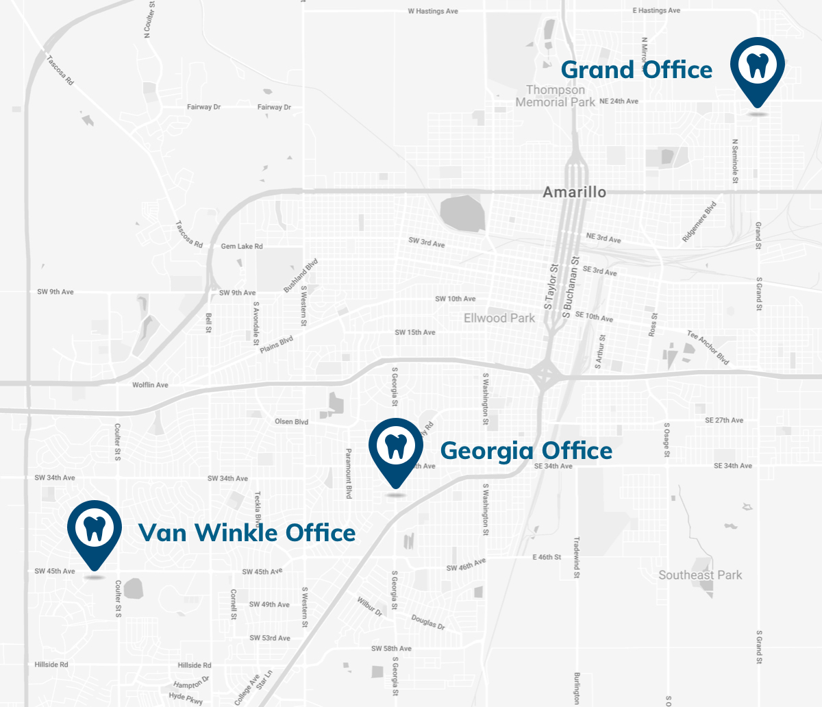 Location page map amarillo 3 offices
