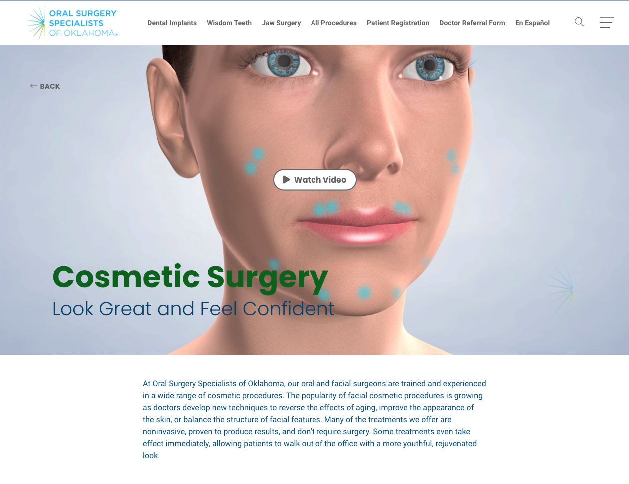 plastic & cosmetic surgery marketing website preview