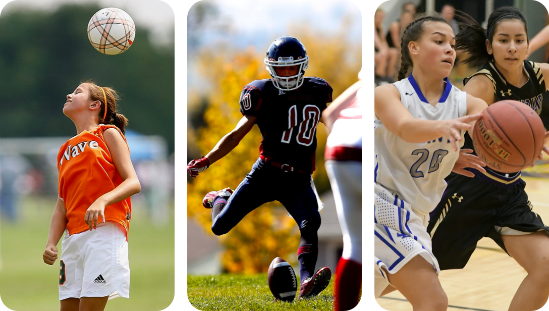 image collage of people playing sports