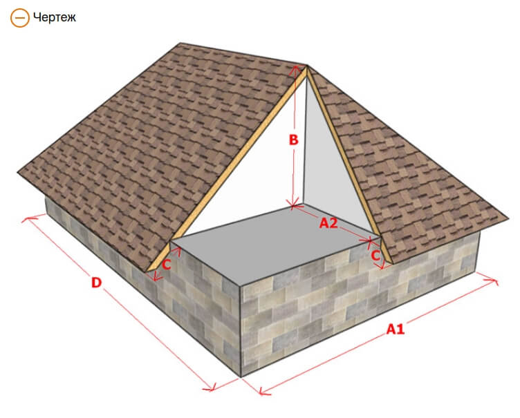 Чертеж вальмовой крыши