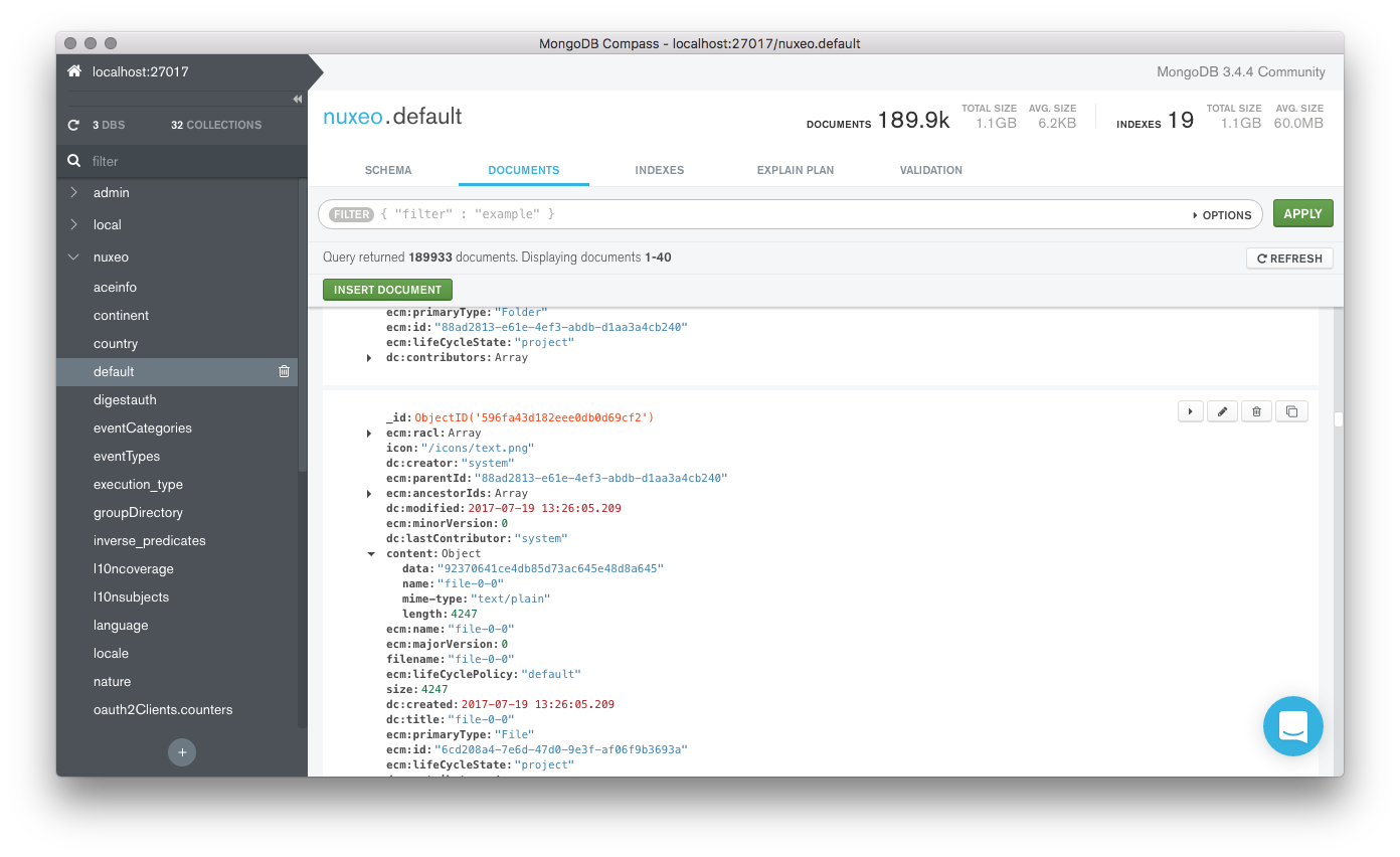 mongodb compass unique values