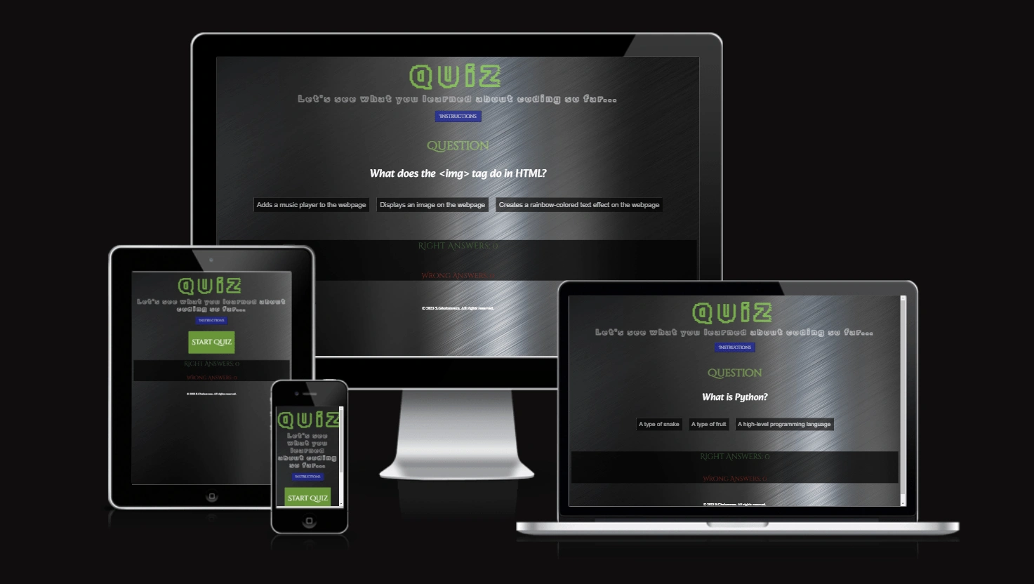 Screenshot of the Quiz project